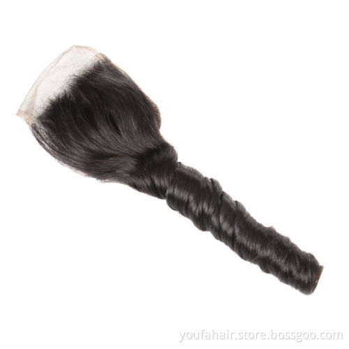 Youfa 130% Density 2x6 4x4 8x8 Double Loose Wave Swiss Lace Closure Cuticle Aligned Egg Wave Mink Brazilian Human Hair Closures